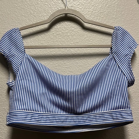 Mod cloth size 1X blue and white striped blouse - Picture 3 of 4
